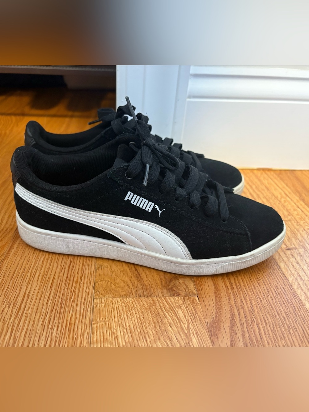 Puma Black Suede Sneakers with White Formstrip